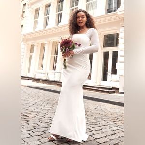 Lovingly Yours White Mesh Long Sleeve Maxi Dress